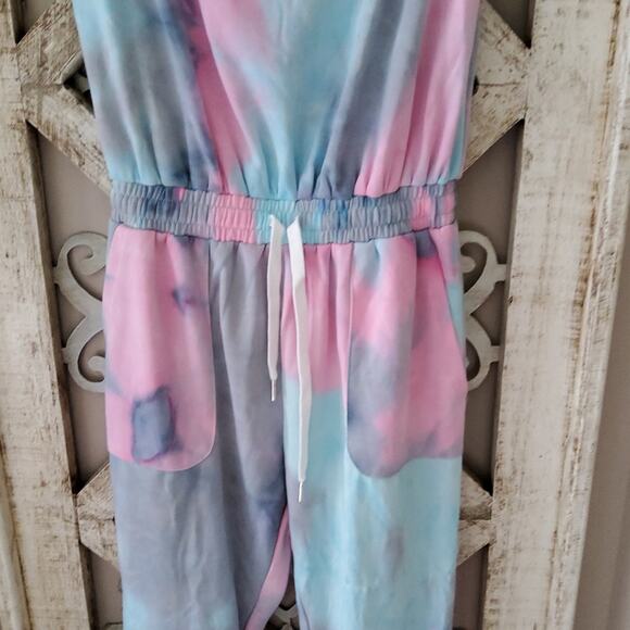 VCI Women's Off the Shoulder Knit Crop Jumpsuit in Pastel Tie Dye - Picture 4 of 10